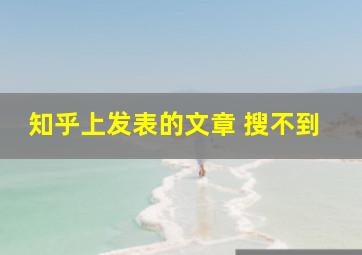 知乎上发表的文章 搜不到